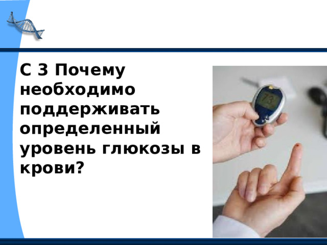 С 3 Почему необходимо поддерживать определенный уровень глюкозы в крови? 