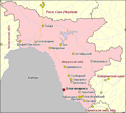 Карта россии город свободный амурская область