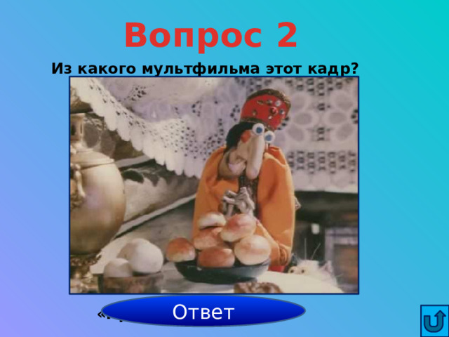 Вопрос 2 Из какого мультфильма этот кадр? Ответ «Про домовёнка Кузю» 