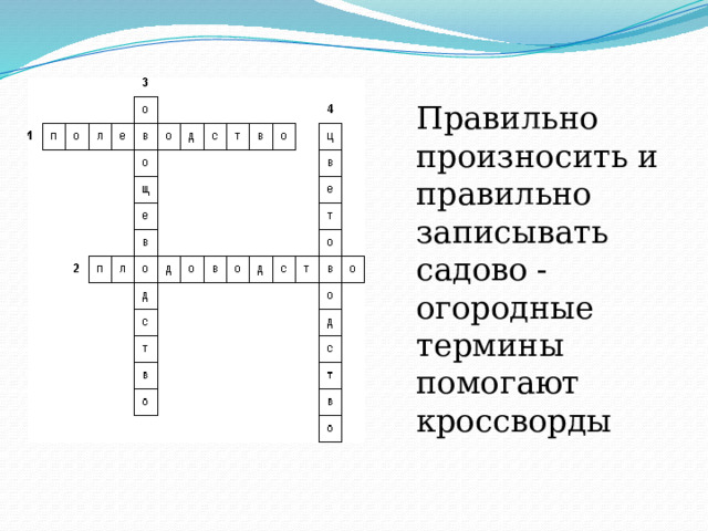 Правильно произносить и правильно записывать садово -огородные термины помогают кроссворды 