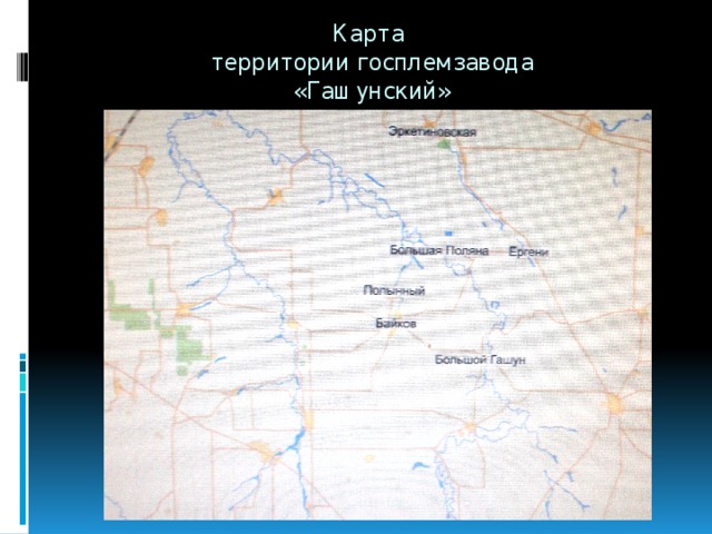 Карта  территории госплемзавода  «Гашунский» 