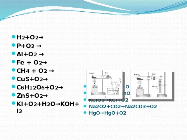 Получение кислорода уравнение химических реакций