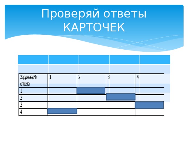 Проверяй ответы КАРТОЧЕК