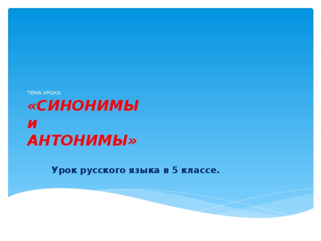 Технологическая карта урока антонимы 5 класс