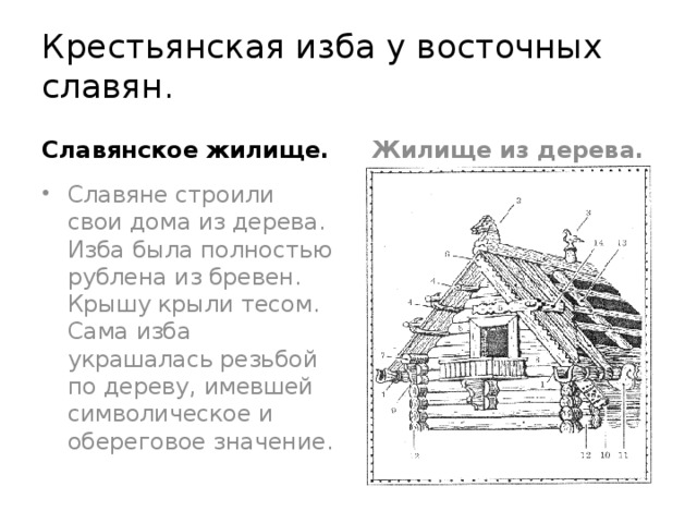 Крестьянская изба у восточных славян. Славянское жилище. Жилище из дерева.