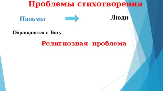 Проблемы стихотворения  Люди Пальмы  Обращаются к Богу Религиозная проблема  