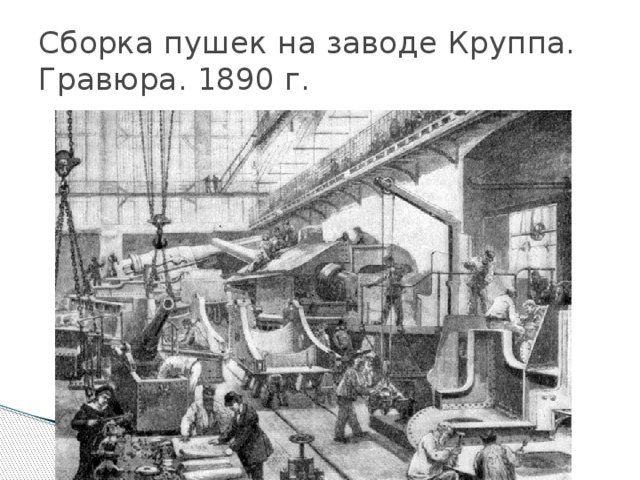Сборка пушек на заводе Круппа. Гравюра. 1890 г. 