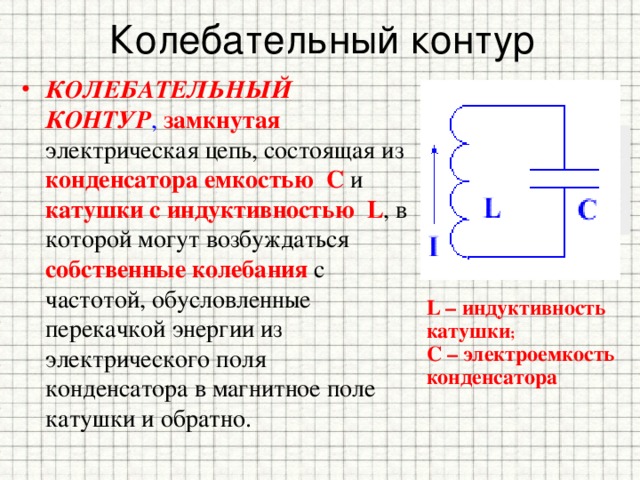 Из чего состоит колебательный контур схема