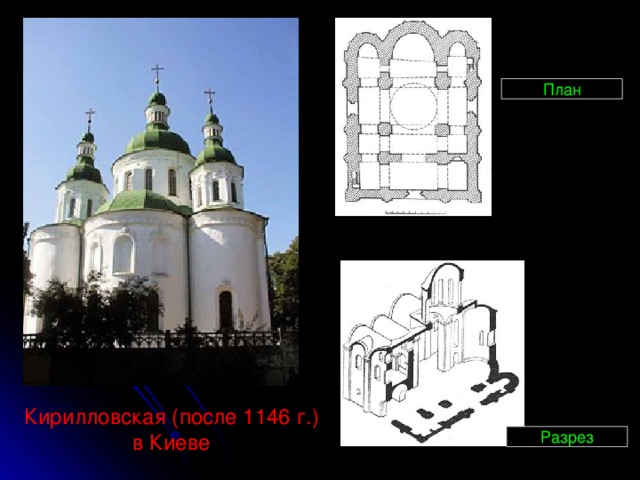 План Кирилловская (после 1146 г.) в Киеве Разрез 