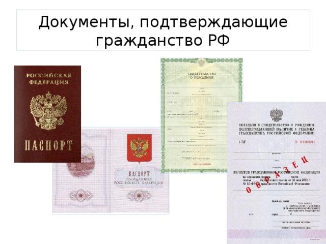 Документы, подтверждающие гражданство РФ 