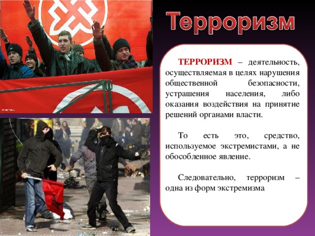 Презентация по теме политический терроризм