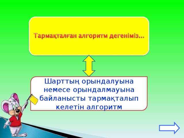Шарттың орындалуына немесе орындалмауына байланысты тармақталып келетін алгоритм