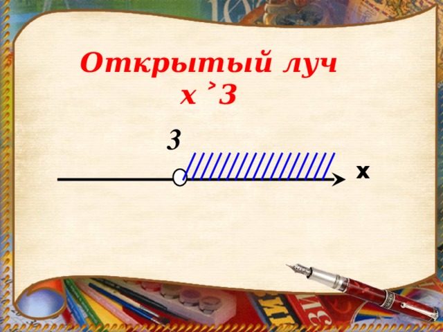 Открытый луч  х ˃3 3 x 