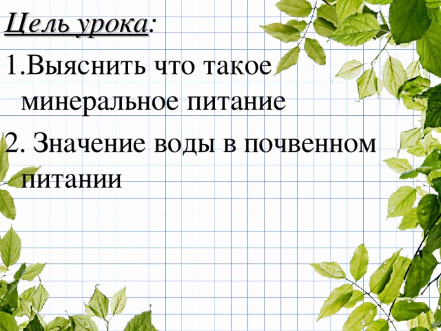 Минеральное питание растений и значение воды презентация 6 класс пономарева