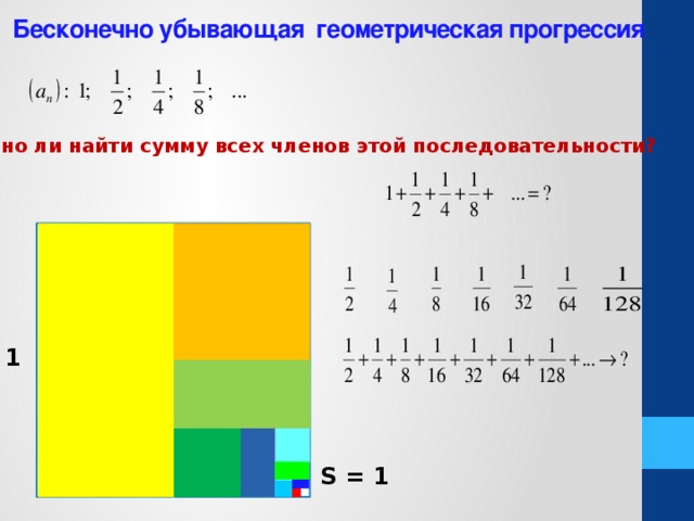 Найти сумму бесконечно убывающей геометрической