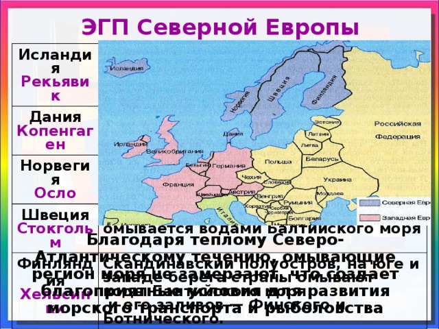 Европейские черты россии. ЭГП Северной Европы. Экономико географическое положение Северной Европы.