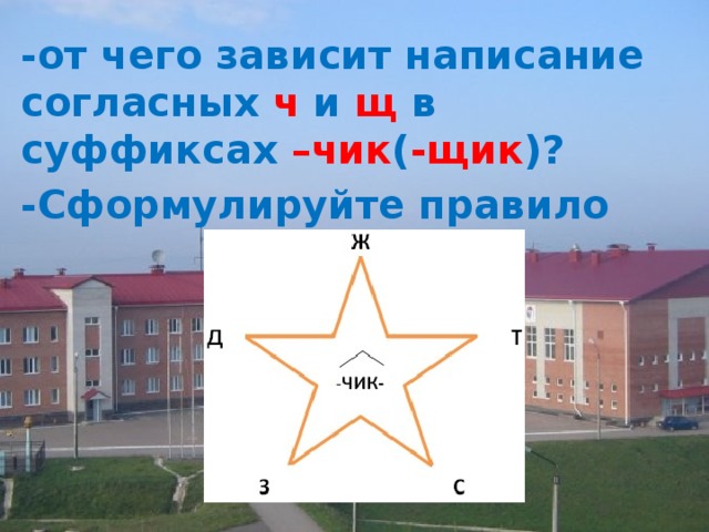 -от чего зависит написание согласных ч и щ в суффиксах –чик ( -щик )? -Сформулируйте правило 