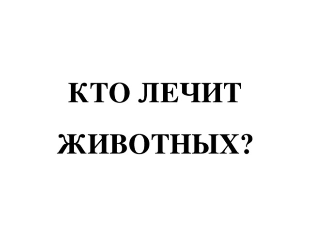 КТО ЛЕЧИТ ЖИВОТНЫХ? 