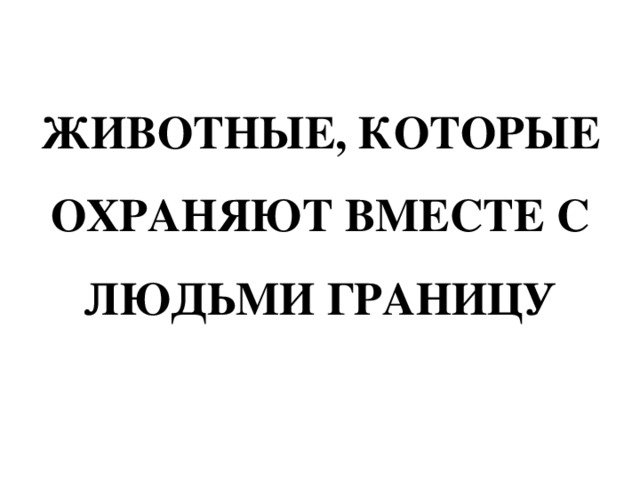 ЖИВОТНЫЕ, КОТОРЫЕ ОХРАНЯЮТ ВМЕСТЕ С ЛЮДЬМИ ГРАНИЦУ 