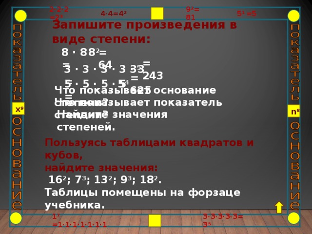 Представьте в виде квадрата или куба число. Записать число 243 в виде степени. Как это записать каждое число в виде степени. Запишите каждое число в виде степени. Запиши произведение в в виде степени 5*5 8*8*8.