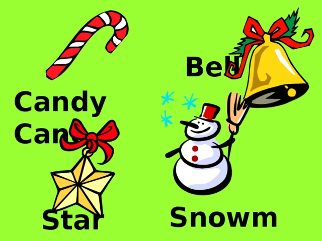 Bell Candy Cane Snowman Star 