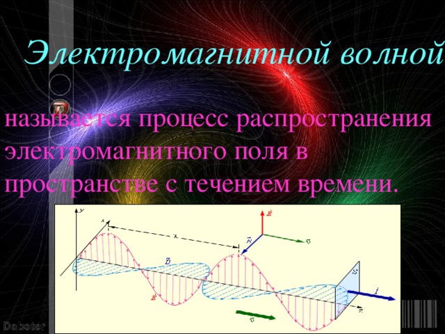 Электромагнитной волной называется процесс распространения электромагнитного поля в пространстве с течением времени. 