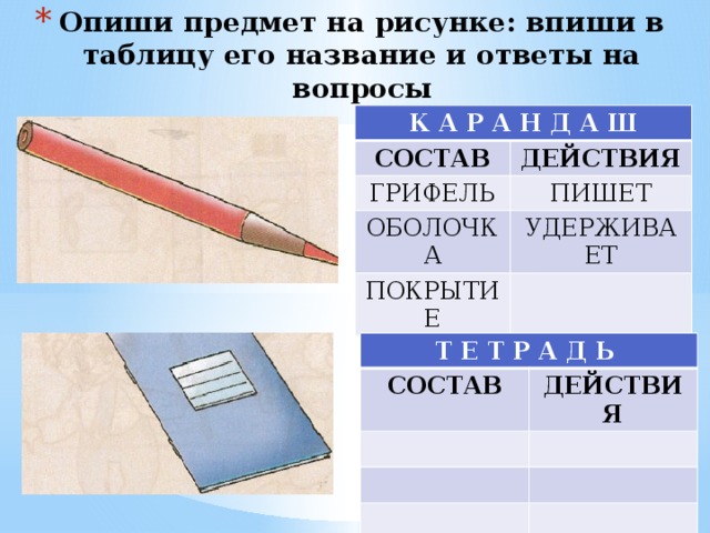 Дай единичные имена кораблям и впиши их под рисунками опиши в таблицах