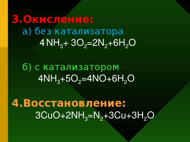 Уравнение горения аммиака