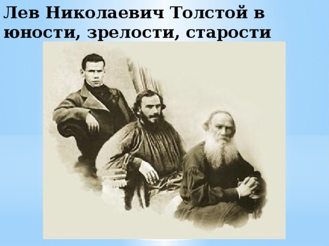 Лев Николаевич Толстой в юности, зрелости, старости 