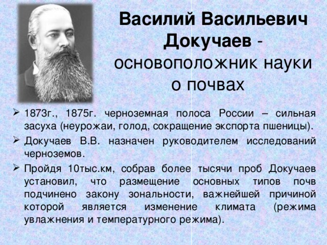 Василий Васильевич Докучаев - основоположник науки о почвах