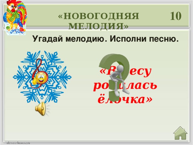 10 «НОВОГОДНЯЯ МЕЛОДИЯ» Угадай мелодию. Исполни песню.  «В лесу родилась ёлочка» 