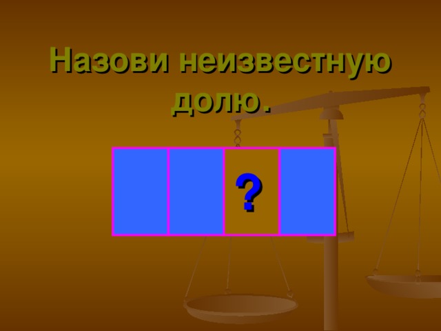 Назови неизвестную долю. ? 