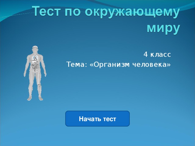 Контрольная работа по теме организм