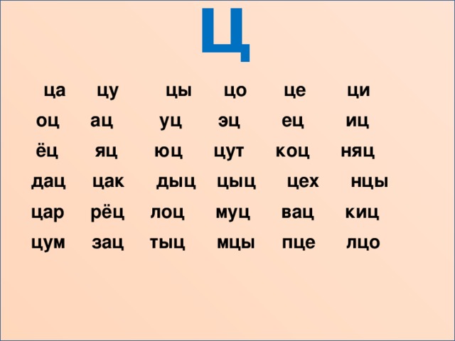 Презентация чтение слогов с буквой ч