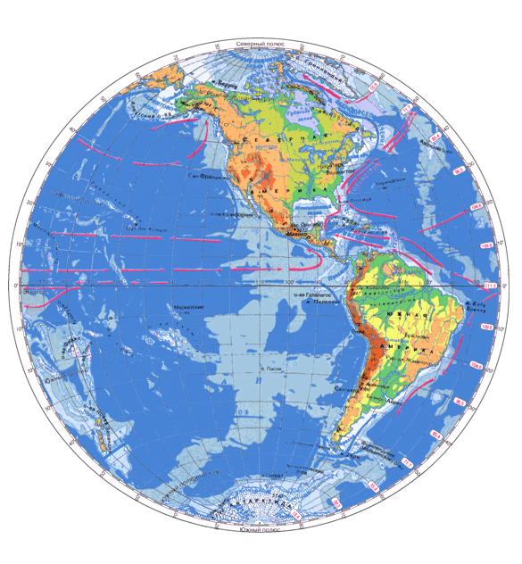 Карта мира западное полушарие