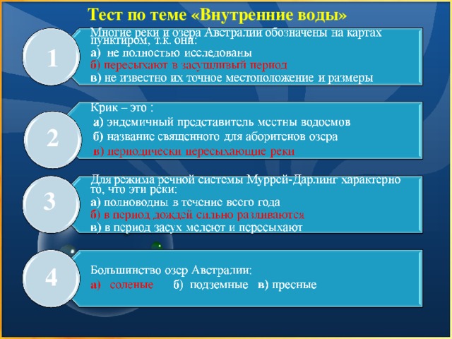 Презентация внутренние воды австралии 7 класс презентация