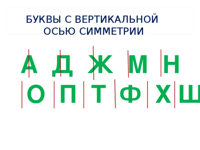 Буквы имеющие ось симметрии