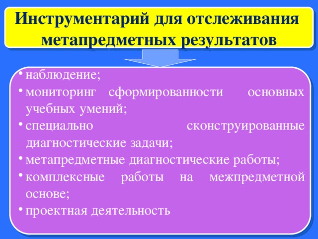 Мониторинг метапредметных результатов. Задачи для метапредметной диагностики. Инструментарий мониторинга. Инструменты оценки предметных и метапредметных результатов.