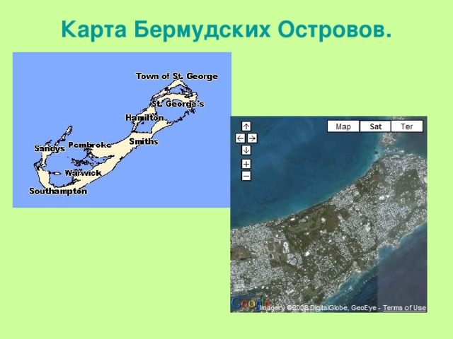 Показать где находятся бермудские острова