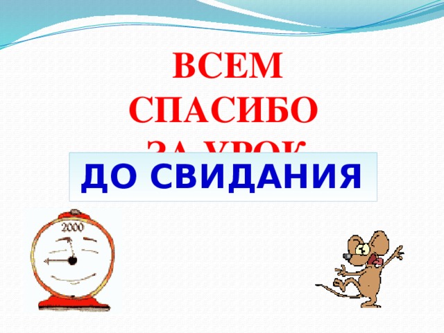 ВСЕМ СПАСИБО  ЗА УРОК ДО СВИДАНИЯ 