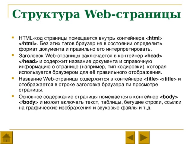 Структура Web- страницы