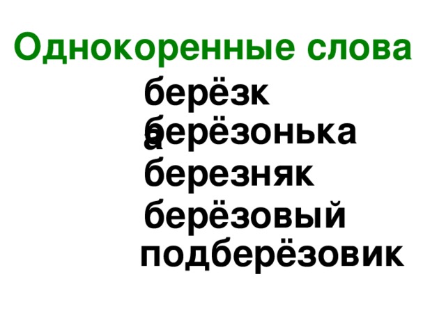 Береза возможные однокоренные слова в онлайн словаре однокоренных слов