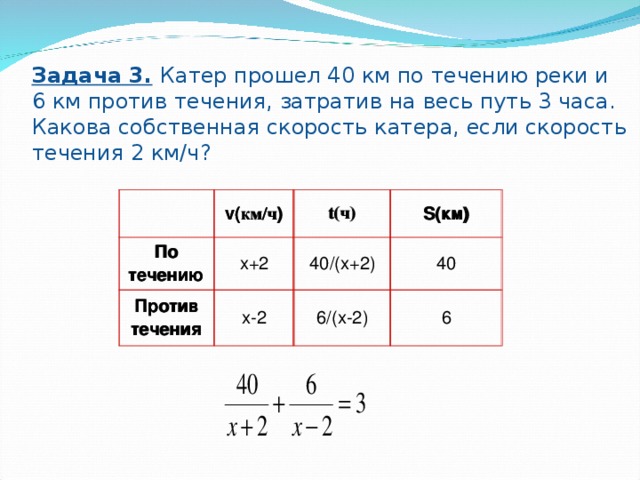 По течению реки катер прошел