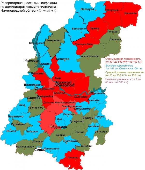 Административная карта нижегородской области с границами районов подробная