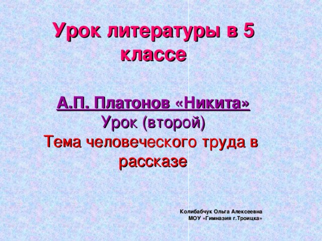 Составить план к рассказу никита 5 класс платонов