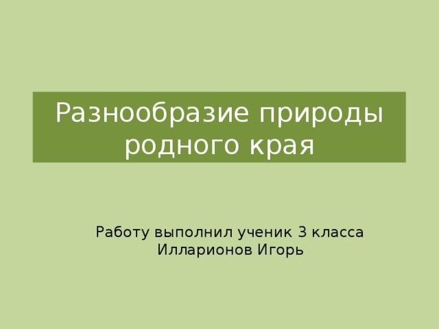 Проект разнообразие родного края 3 класс