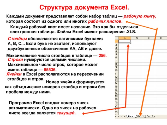 Excel состоит из