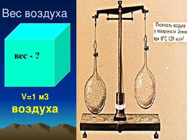 Презентация 7 класс вес воздуха атмосферное давление 7 класс