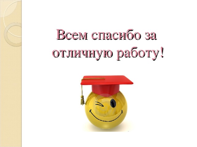 Всем спасибо за  отличную работу! 