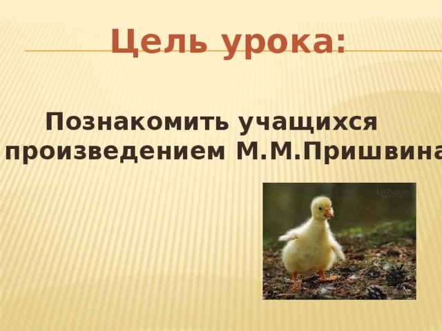 Цель урока: Познакомить учащихся с произведением М.М.Пришвина 